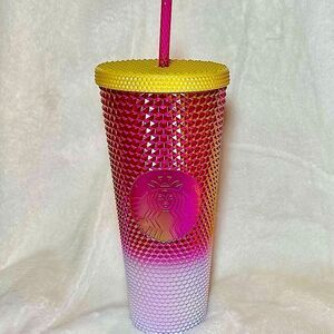 NWT Starbucks Iridescent Ruby White Gold Gradient Studded Bling Tumbler 2024